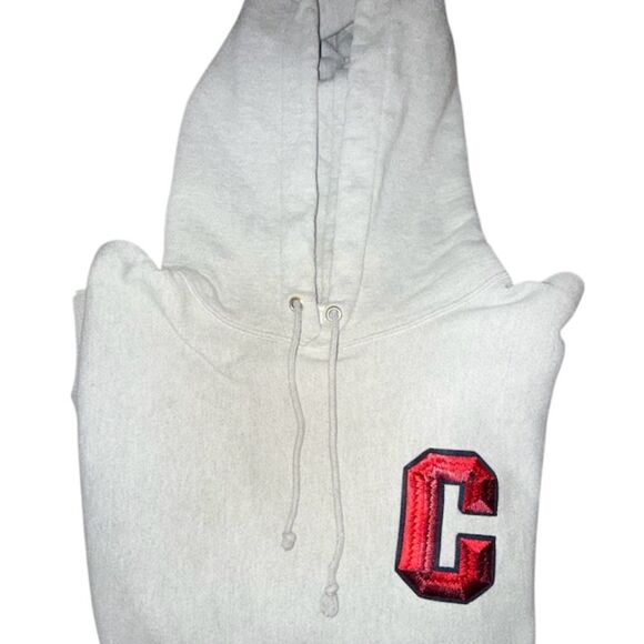 Champion Reverse Weave Y2K Sweatshirt Gray Pullover Hoodie Size XL unique logo - Picture 2 of 9